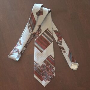 Vintage 1970s Bronzini Paisley Geometric Tie Polyester 4" x 54.5"